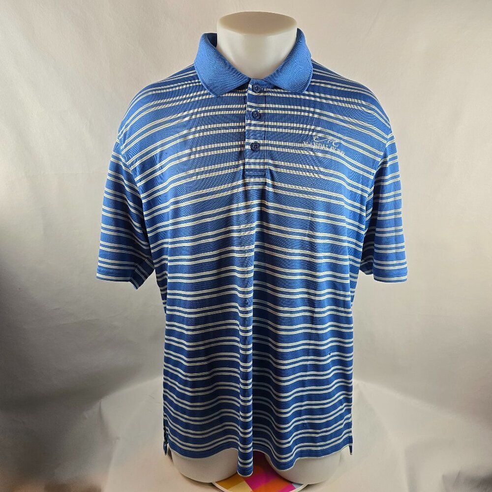 Under Armour Shirt Mens XL Blue Golf Polo Striped Casual Mandalay Bay Stretch